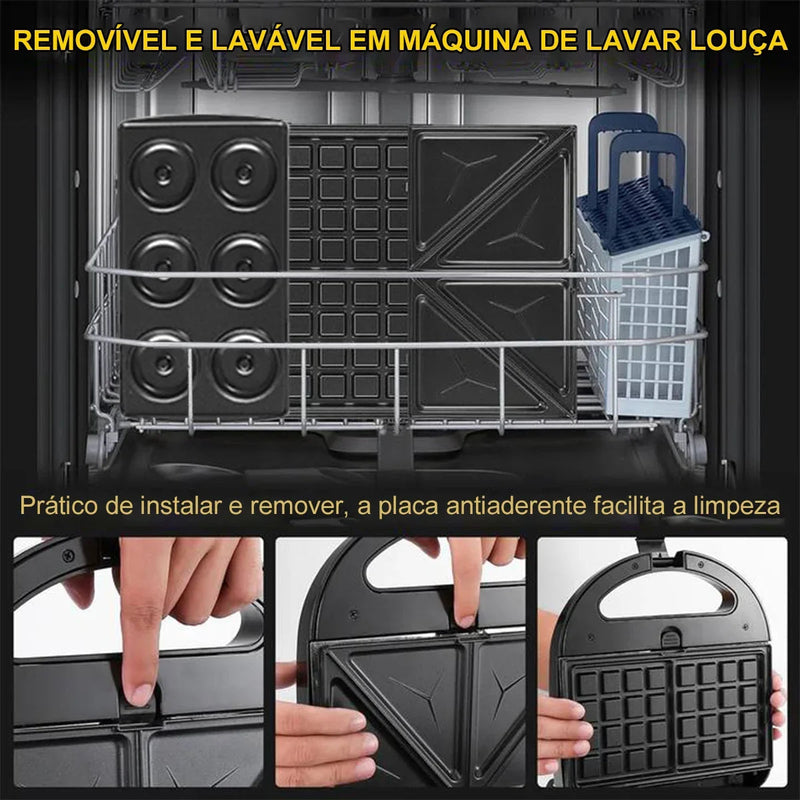 Sanduicheira 3 Em 1 Waffles Multifuncional Lanches Donuts 110v