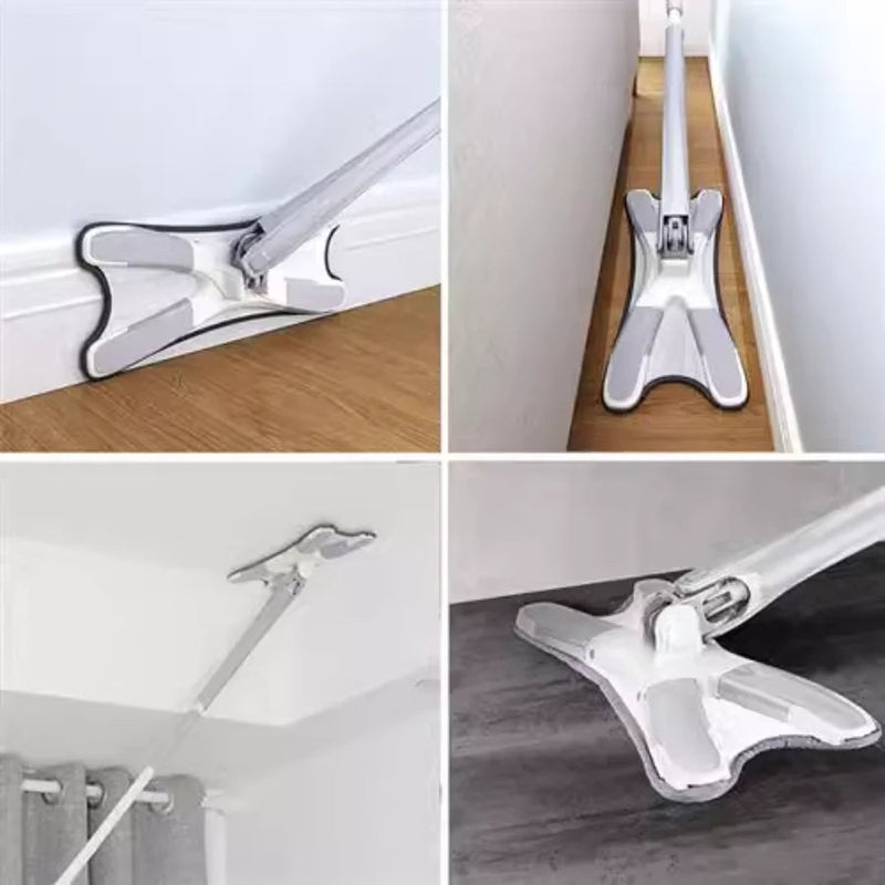 Mop em X Esfregão de Microfibra para Limpeza Ajustável 360°