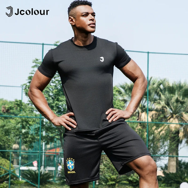 Camiseta esporte masculina，Camisa T-shirt respirável e elástica，Camiseta esporte de secagem rápida，Uniforme jogo de futebol
